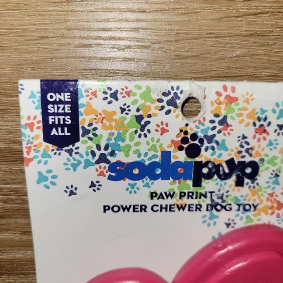 SodaPup Paw Print Power Chewer Dog Toy Pink New - Picture 2 of 9